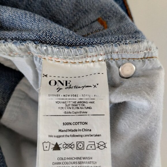 ONE TEASPOON Awesome Baggies Jeans Size 24 Bue Destroyed Distressed Low Waist - Picture 8 of 16